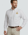 Gold Square And Compass Long Sleeve Button-Down