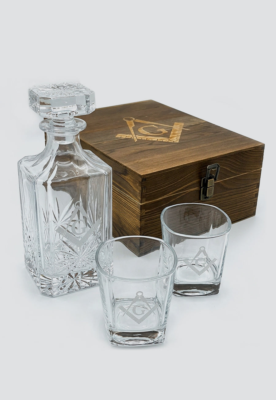 Masonic Decanter and Glass Set