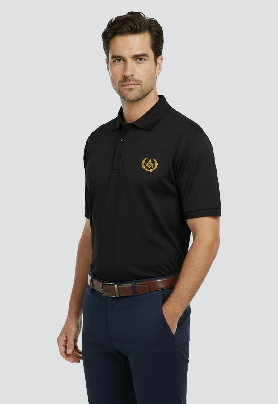 Gold Grand Lodge Wreathed Square And Compass Polo