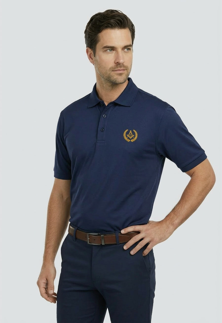 Gold Grand Lodge Wreathed Square And Compass Polo