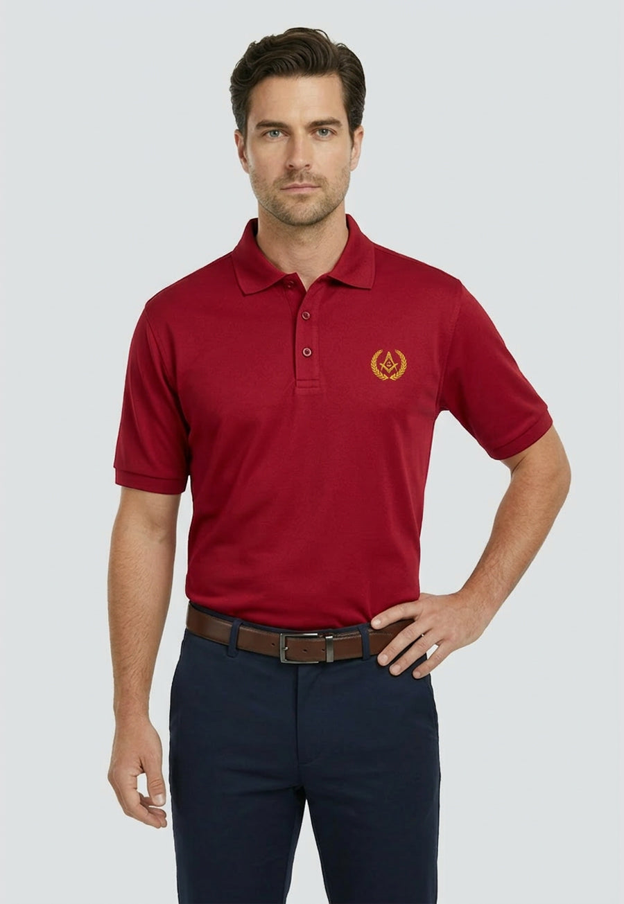 Gold Grand Lodge Wreathed Square And Compass Polo