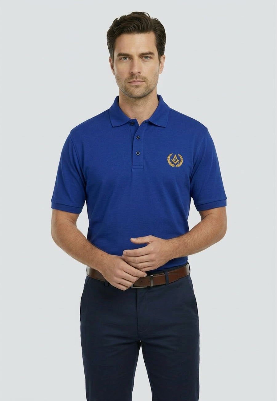 Gold Grand Lodge Wreathed Square And Compass Polo