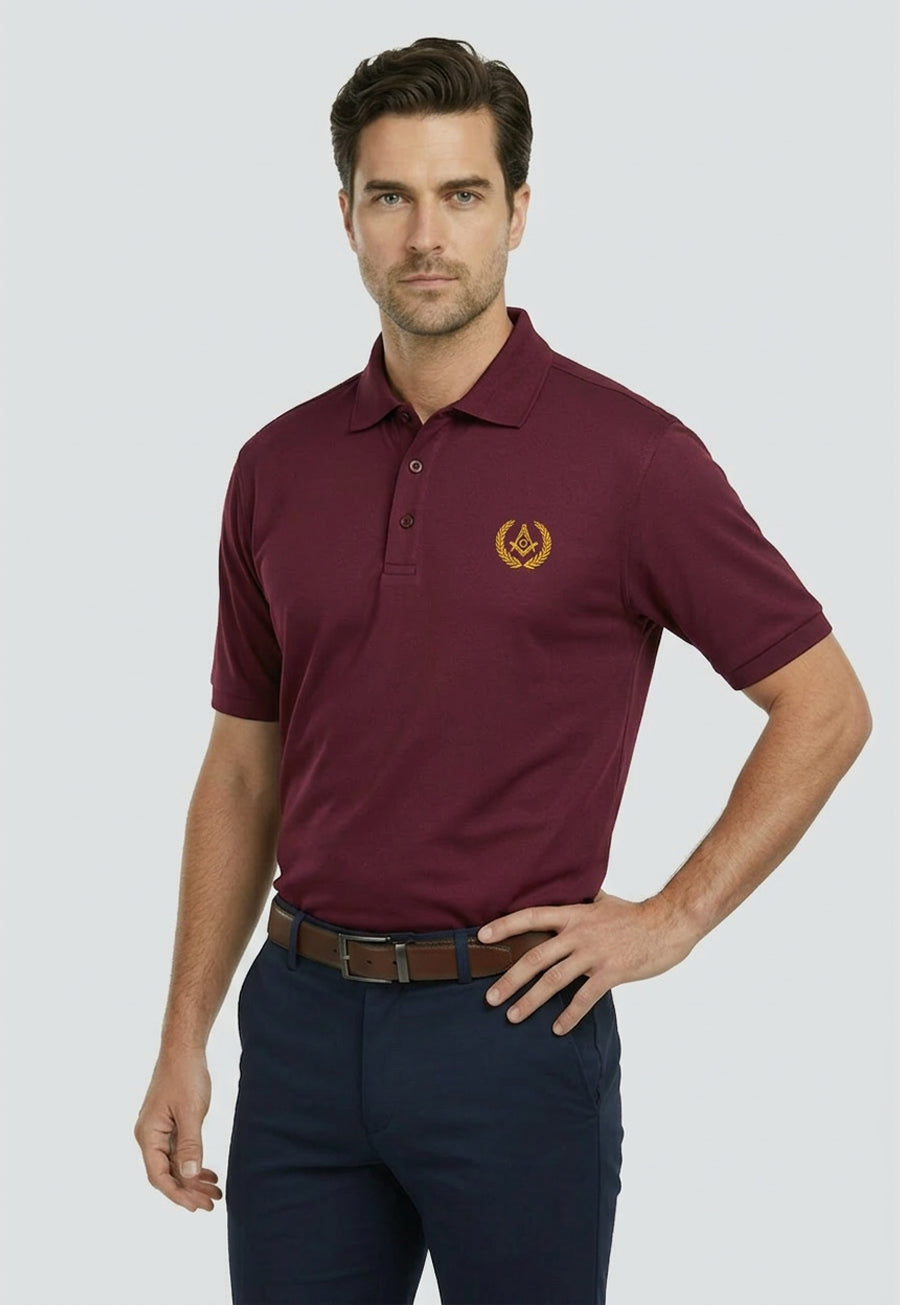 Gold Grand Lodge Wreathed Square And Compass Polo
