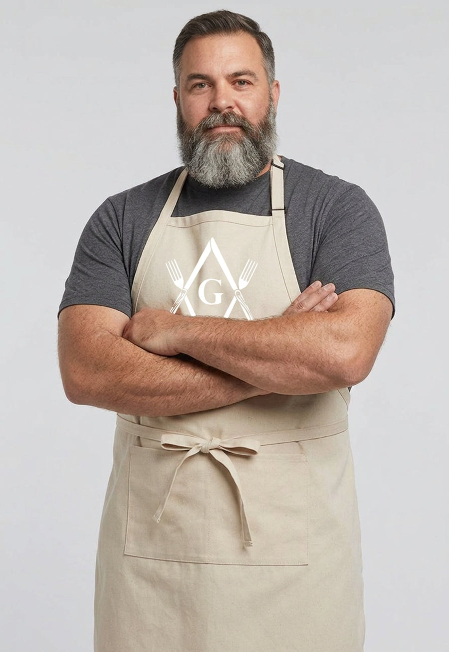 Knives &amp; Forks Square &amp; Compass Masonic Cooking Kitchen Apron
