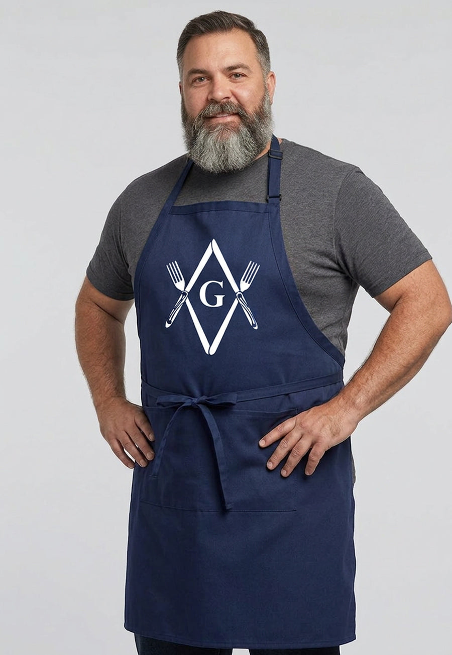 Knives &amp; Forks Square &amp; Compass Masonic Cooking Kitchen Apron