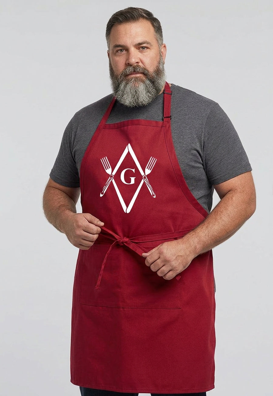 Knives &amp; Forks Square &amp; Compass Masonic Cooking Kitchen Apron