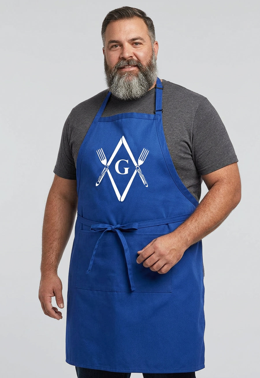 Knives &amp; Forks Square &amp; Compass Masonic Cooking Kitchen Apron