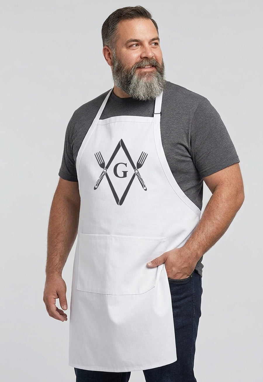 Knives &amp; Forks Square &amp; Compass Masonic Cooking Kitchen Apron