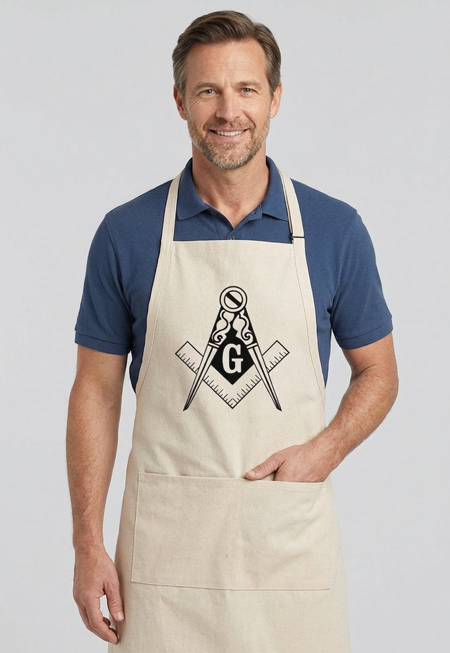 Traditional Square &amp; Compass Cooking Kitchen Apron