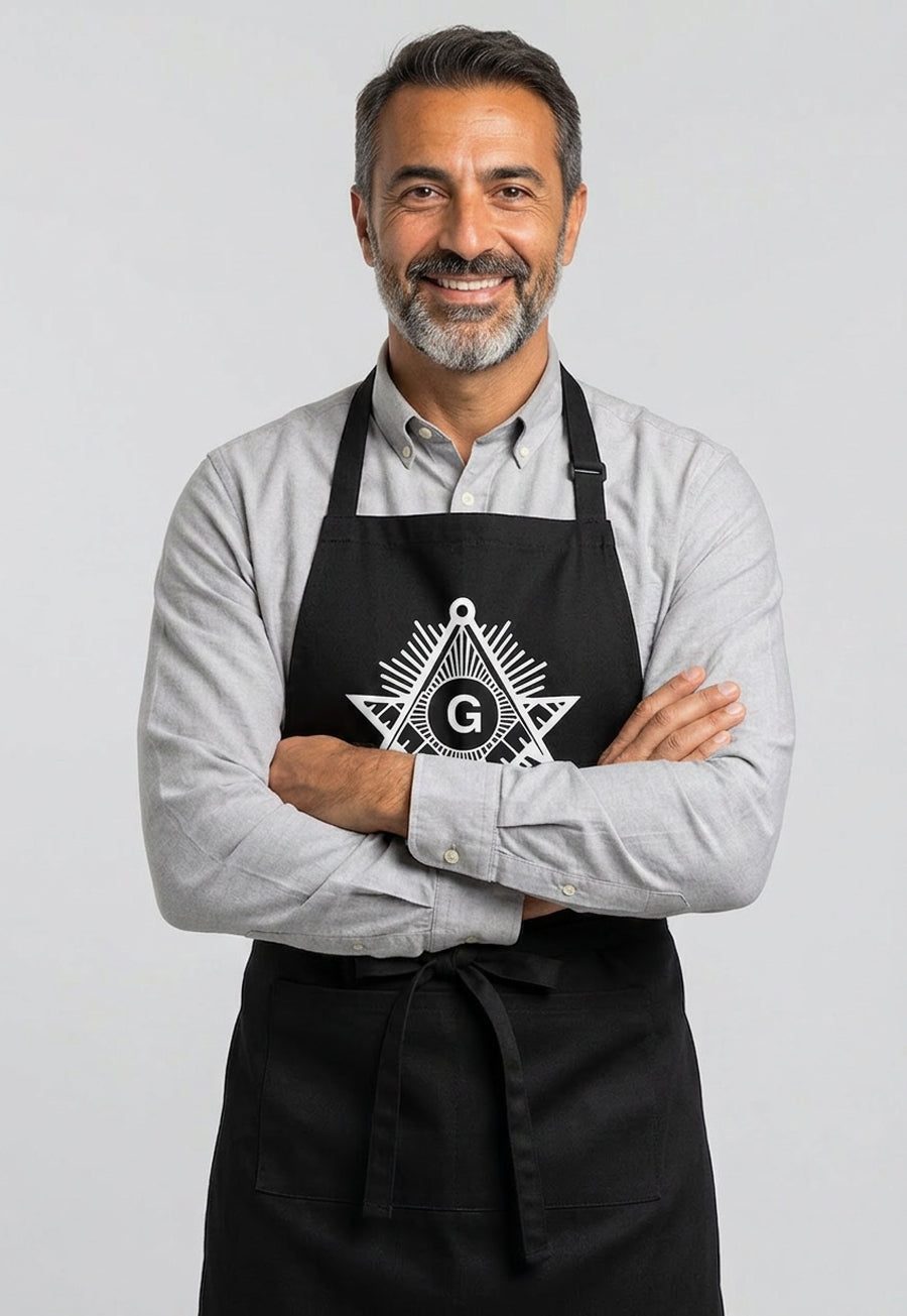 Sunburst Square &amp; Compass Masonic Cooking Kitchen Apron