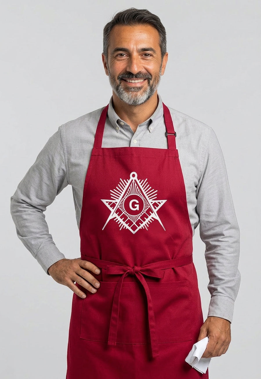 Sunburst Square &amp; Compass Masonic Cooking Kitchen Apron