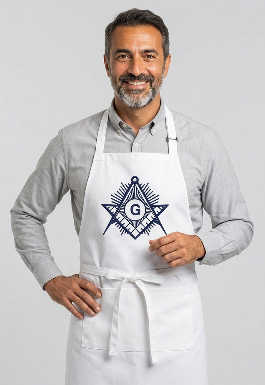 Sunburst Square &amp; Compass Masonic Cooking Kitchen Apron