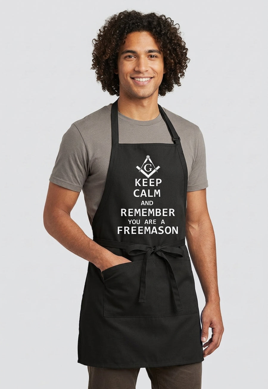 Keep Calm and Remember You are a Freemason Cooking Kitchen Apron