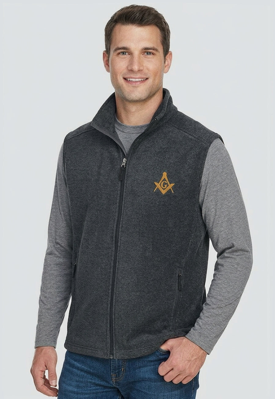 Masonic Men's Embroidered Fleece Full-Zip Vest