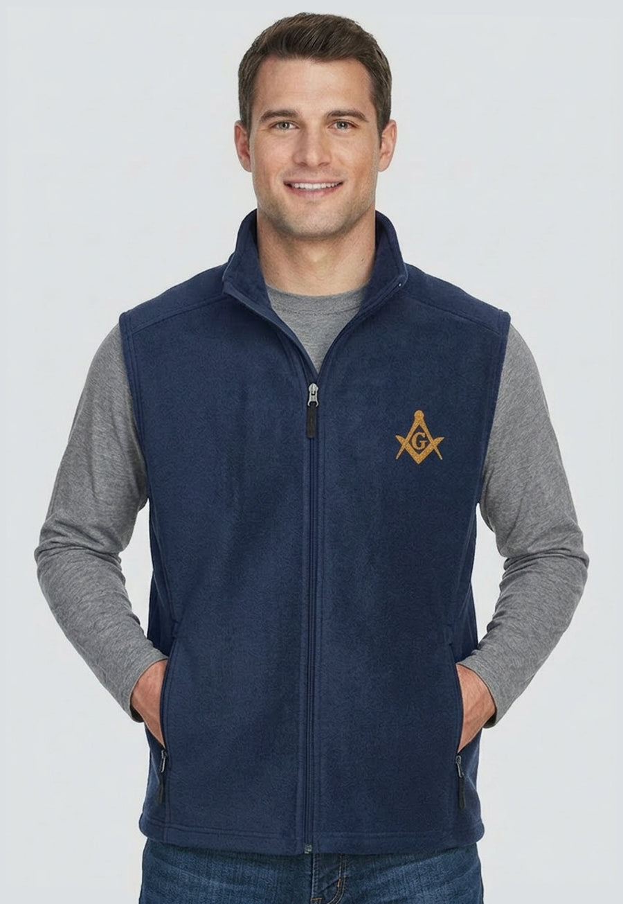 Masonic Men's Embroidered Fleece Full-Zip Vest