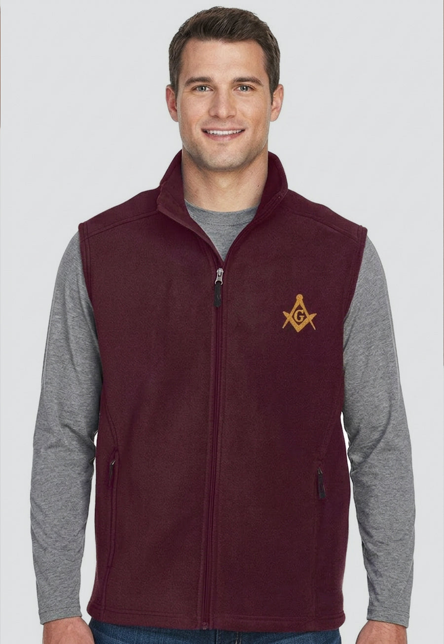 Masonic Men's Embroidered Fleece Full-Zip Vest