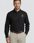 Gold Square And Compass Long Sleeve Button-Down