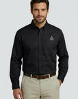 Silver Square & Compass Long Sleeve Button-Down