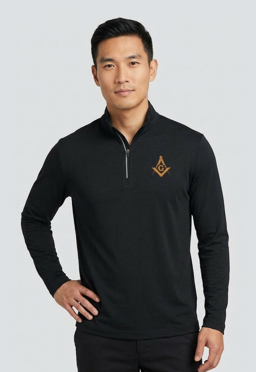 Men's Embroidered Pique Quarter-Zip Shirt