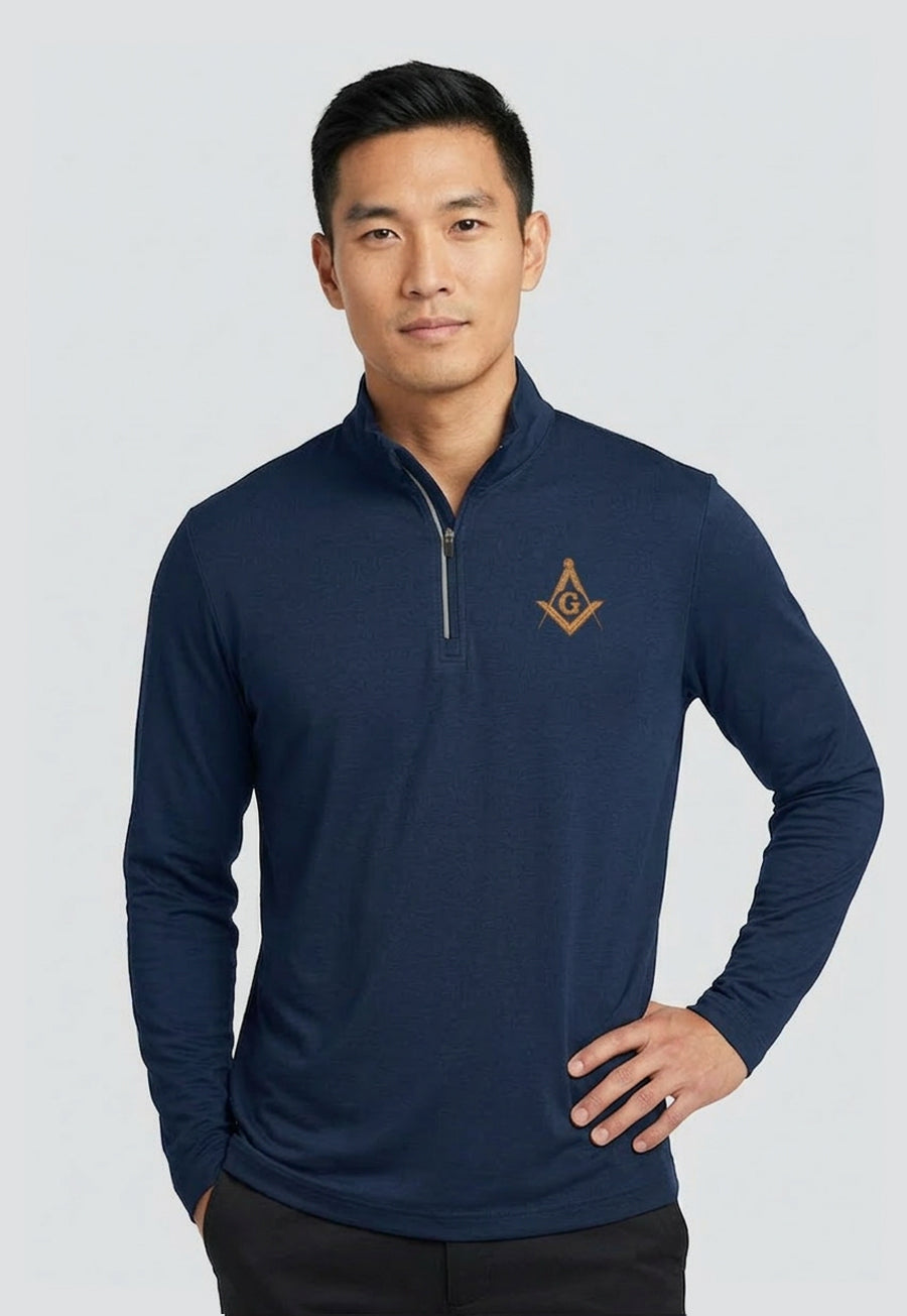 Men's Embroidered Pique Quarter-Zip Shirt