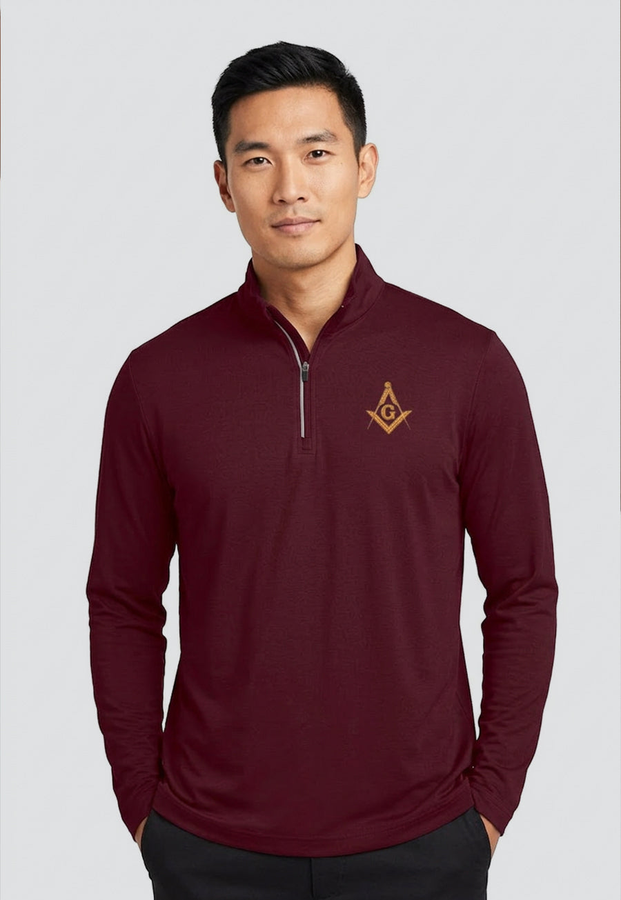 Men's Embroidered Pique Quarter-Zip Shirt