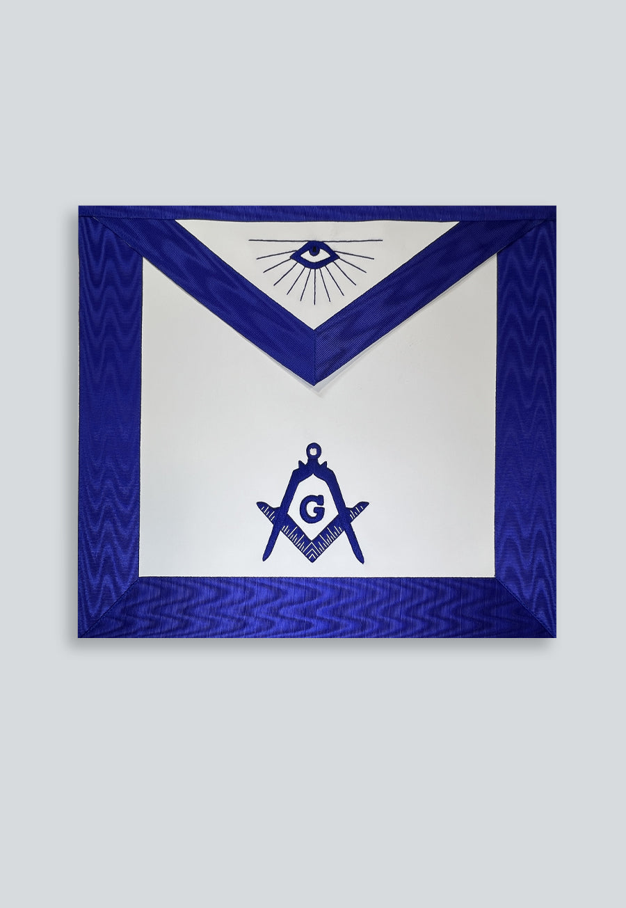 Master Mason with All Seeing Eye Masonic Apron - [Blue &amp; White]