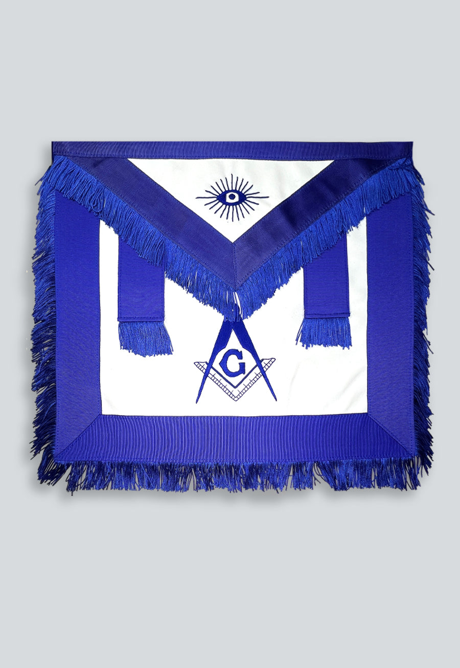 Fringed Master Mason Masonic Apron - [Blue &amp; White]