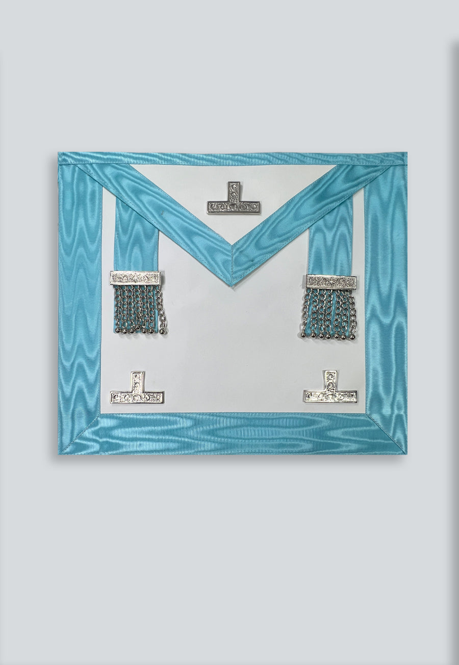 Installed Master with Silver Accents Masonic Apron - [Light Blue &amp; White]