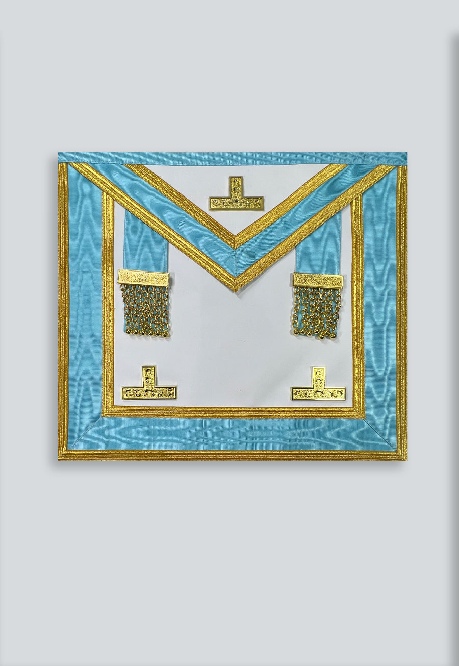 Installed Master with Gold Accents Masonic Apron - [Light Blue &amp; White]