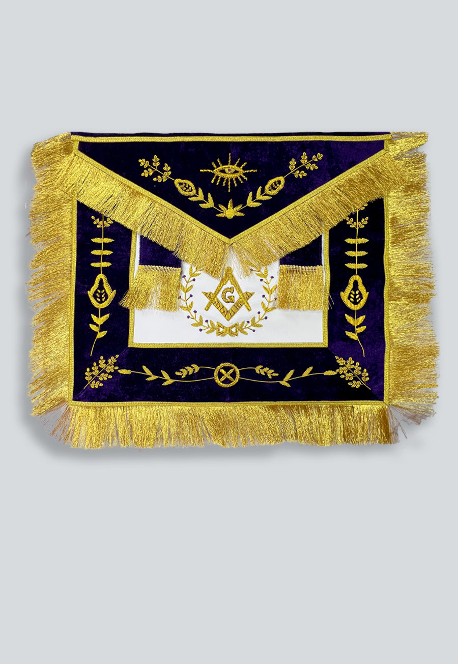 Grand Lodge Member with Fine Fringe Masonic Apron - [Purple & Gold]