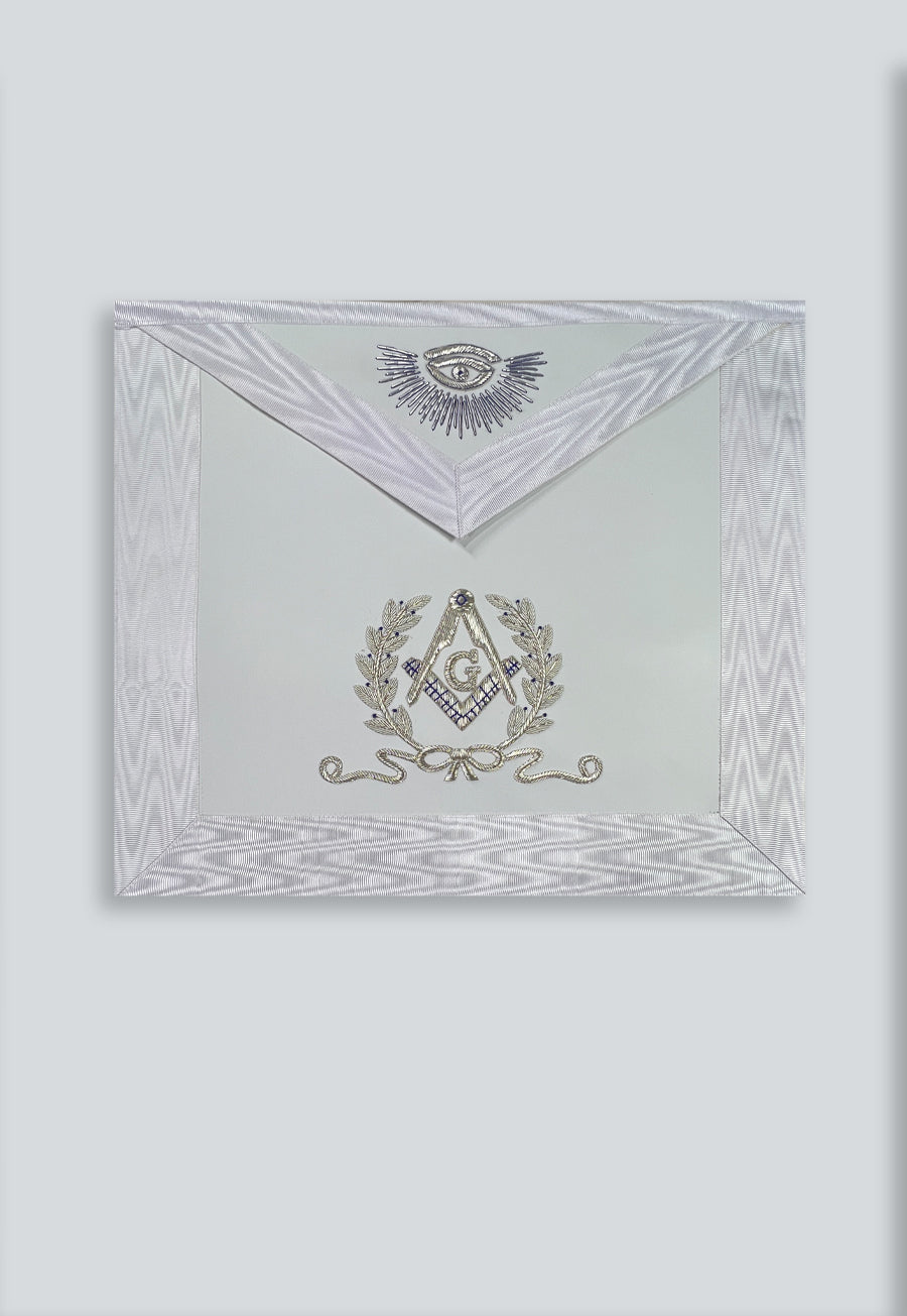 Master Mason with Silver Bullion Masonic Apron - [White]