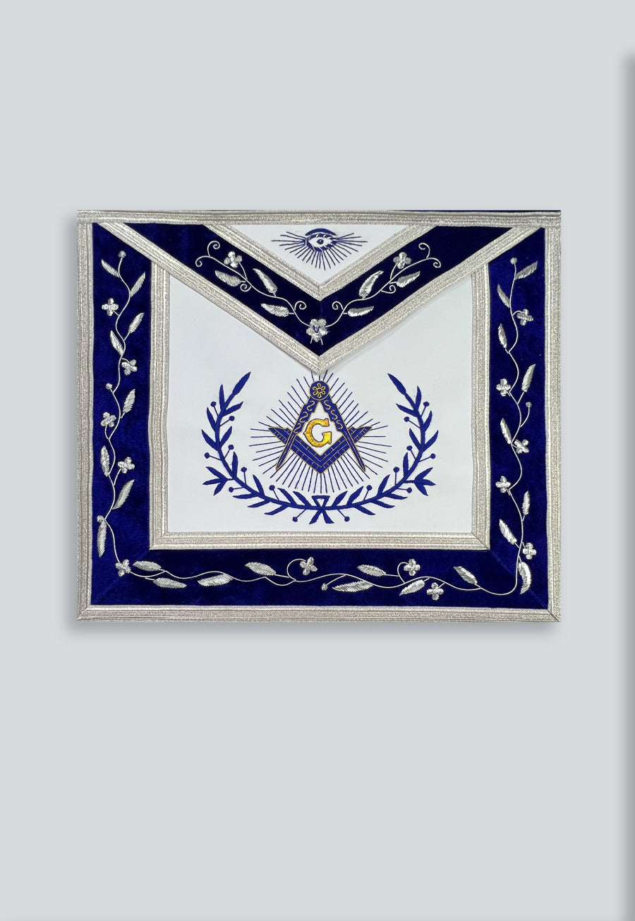 Master Mason with Embroidered Border Masonic Apron - [Blue & White]