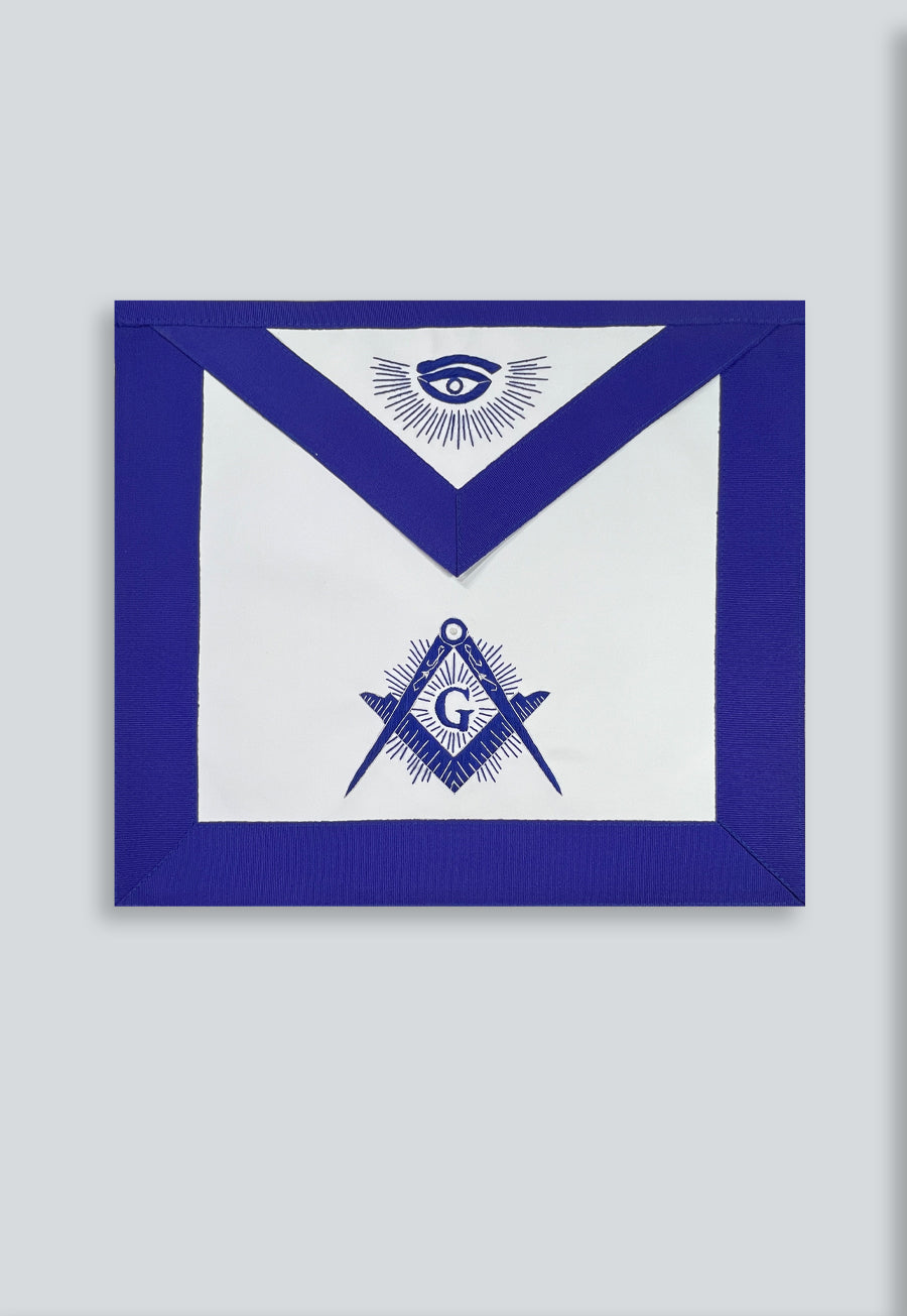 Shining Square &amp; Compass Master Mason Masonic Apron - [Blue &amp; White]