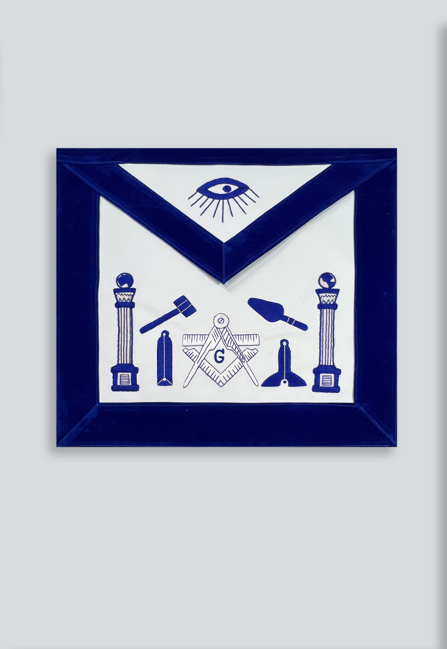Master Mason Working Tools Masonic Apron - [Blue & White]