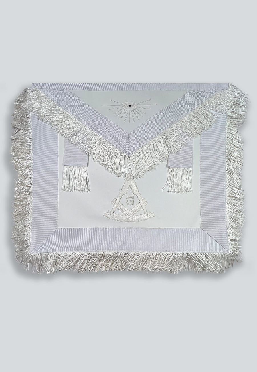 Fringed Past Master with G Masonic Apron - [White]