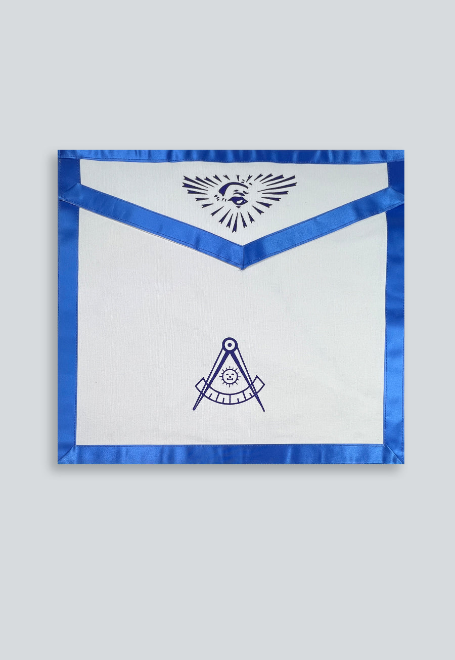 Past Master Cloth Duck Cotton Masonic Apron - [Blue &amp; White]