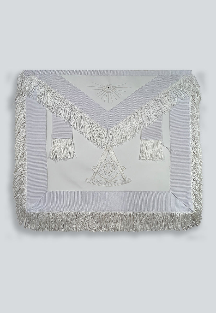 Fringed Past Master with Sun Masonic Apron - [White]