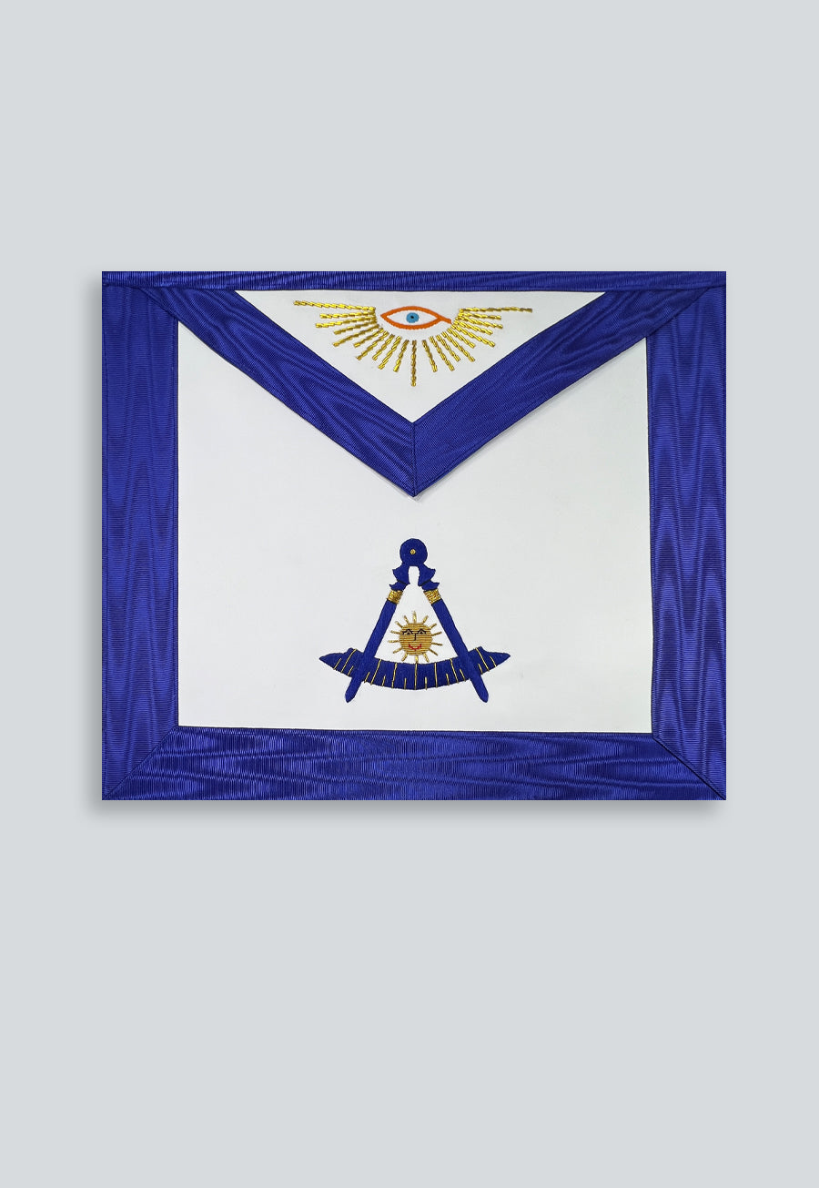 Past Master with Gold Accents Masonic Apron - [Blue & White]