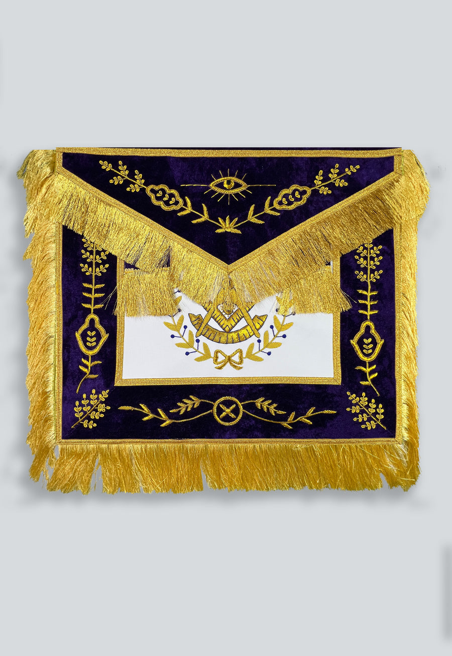 Grand Lodge Past Master Masonic Apron - [Purple &amp; Gold]