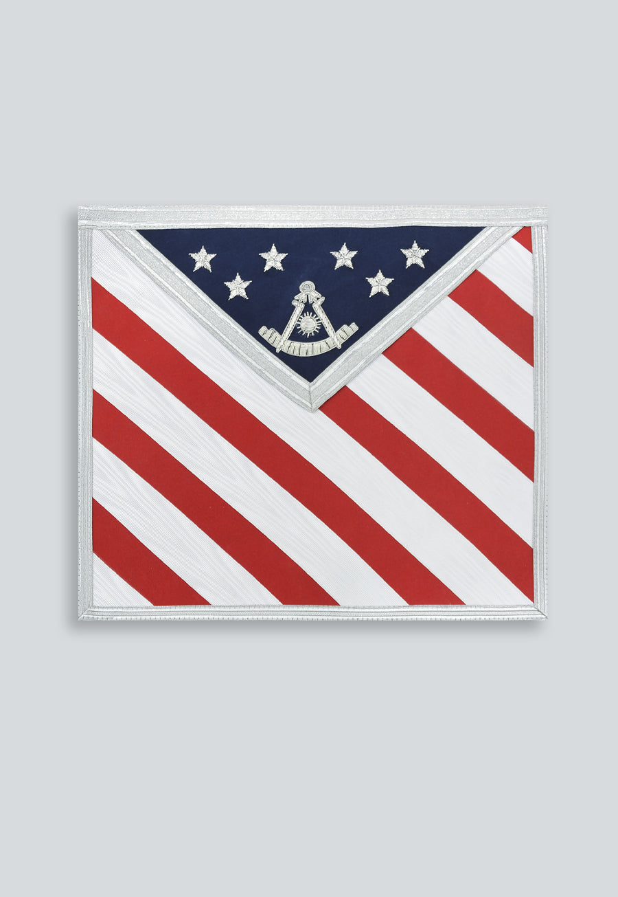 American Flag Past Master Masonic Apron - [Red White & Blue]