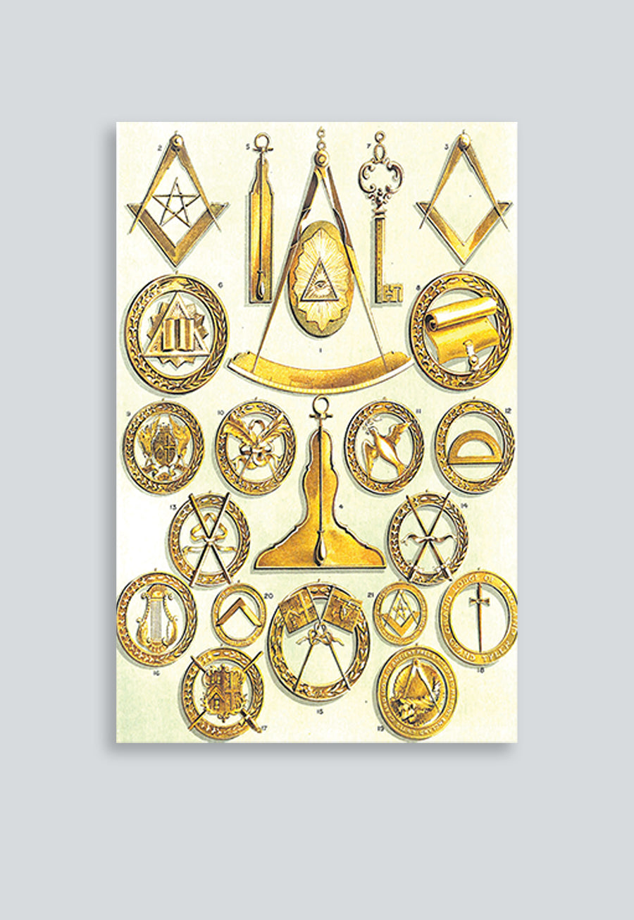 Jewels of the Grand Officers of the Grand Lodge of England Masonic Regalia Poster