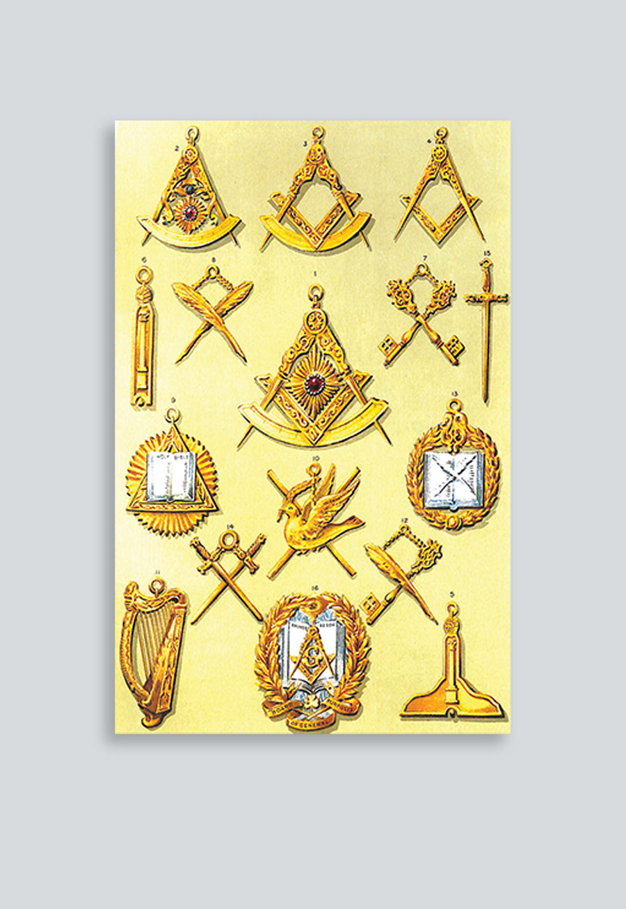 Jewels of the Grand Officers of the Grand Lodge of Ireland Masonic Regalia Poster