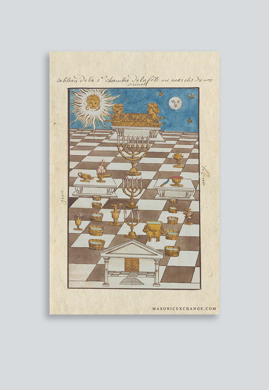 Masonic Poster Rite Scottish Memphis Misraim 53rd Degree - Festival of the March of Masons  Illustration of the First Chamber