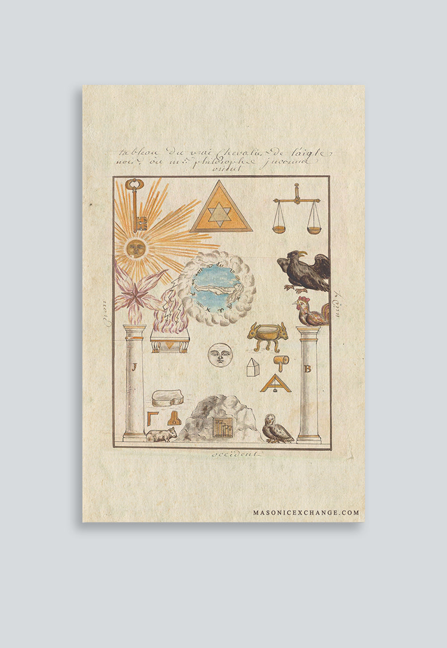 Masonic Poster Rite Scottish Memphis Misraim 57th Degree  Sublime Degree of Rose Croix of Germany or Knight of the Black Eagle  Illustration of the Truth