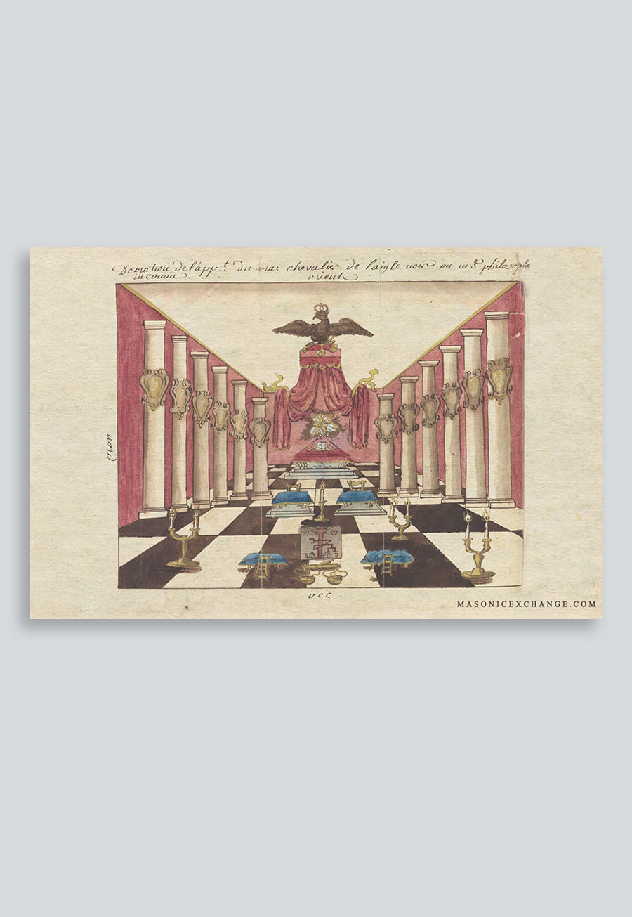 Masonic Poster Rite Scottish Memphis Misraim 57th Degree  Sublime Degree of Rose Croix of Germany or Knight of the Black Eagle  Decoration of the Suite