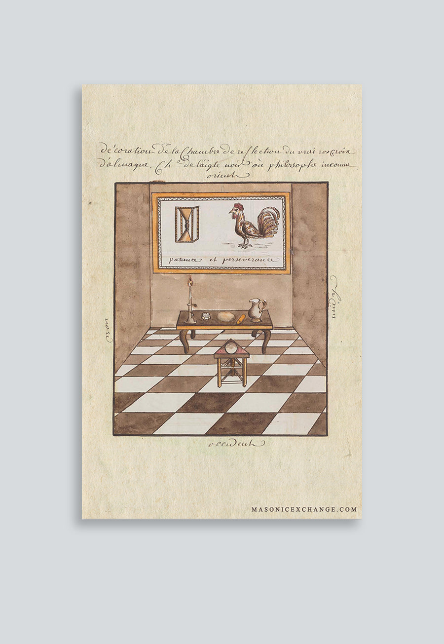 Masonic Poster Rite Scottish Memphis Misraim 57th Degree  Sublime Degree of Rose Croix of Germany or Knight of the Black Eagle  Chamber of Reflection