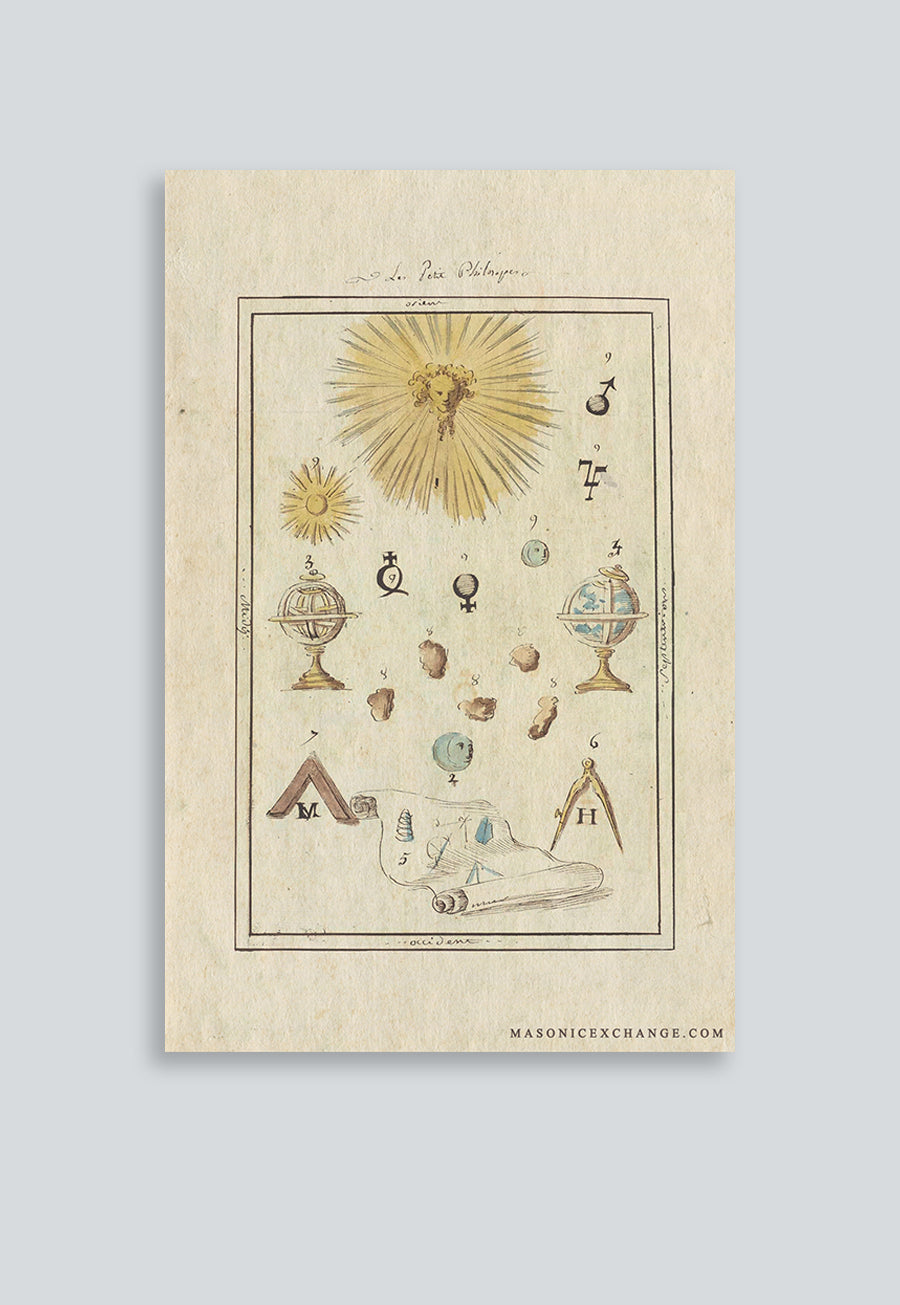 Masonic Poster Rite Scottish Memphis Misraim 58th Degree  The Illustration of the Degree of Lesser Philosopher