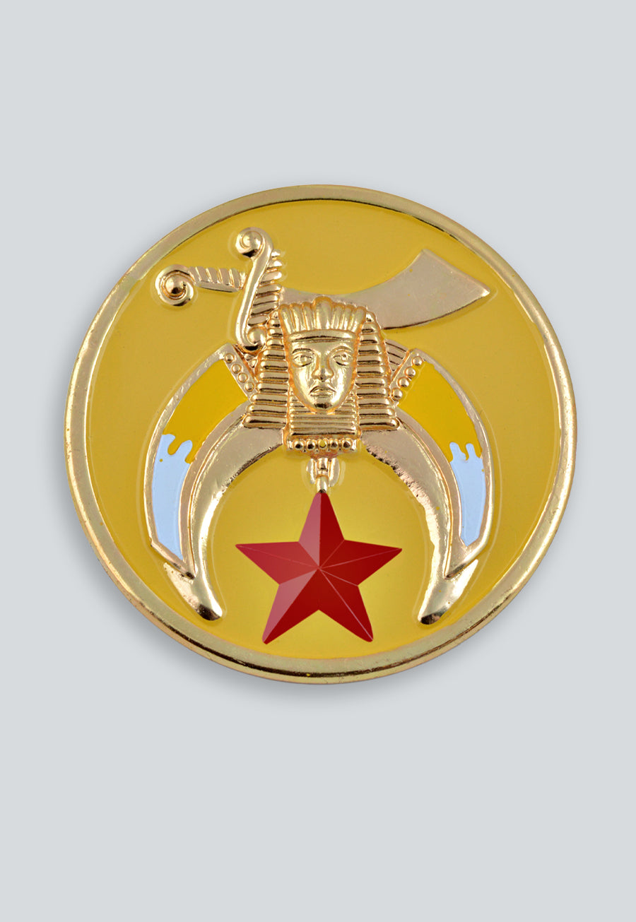 Shriner Round Masonic Auto Emblem - [Yellow &amp; Gold]