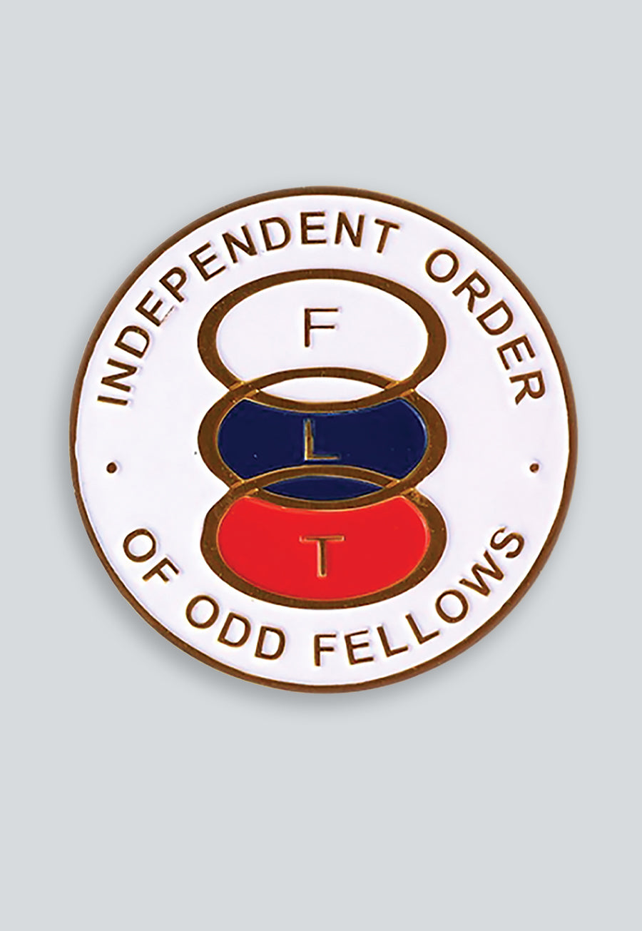 Odd Fellows Round Masonic Auto Emblem - [White &amp; Gold]