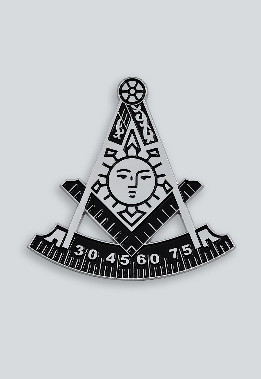 Past Master Masonic Auto Emblem - [Black &amp; Silver][3'' Tall]